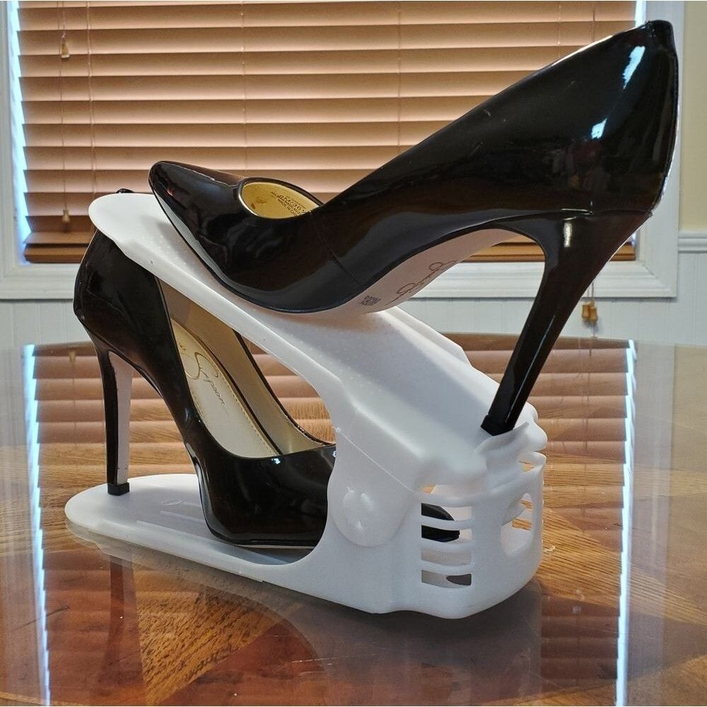 Shoe Slot Space Saver Stacker Organizers in White 12 Pieces. - Picture 3 of 8